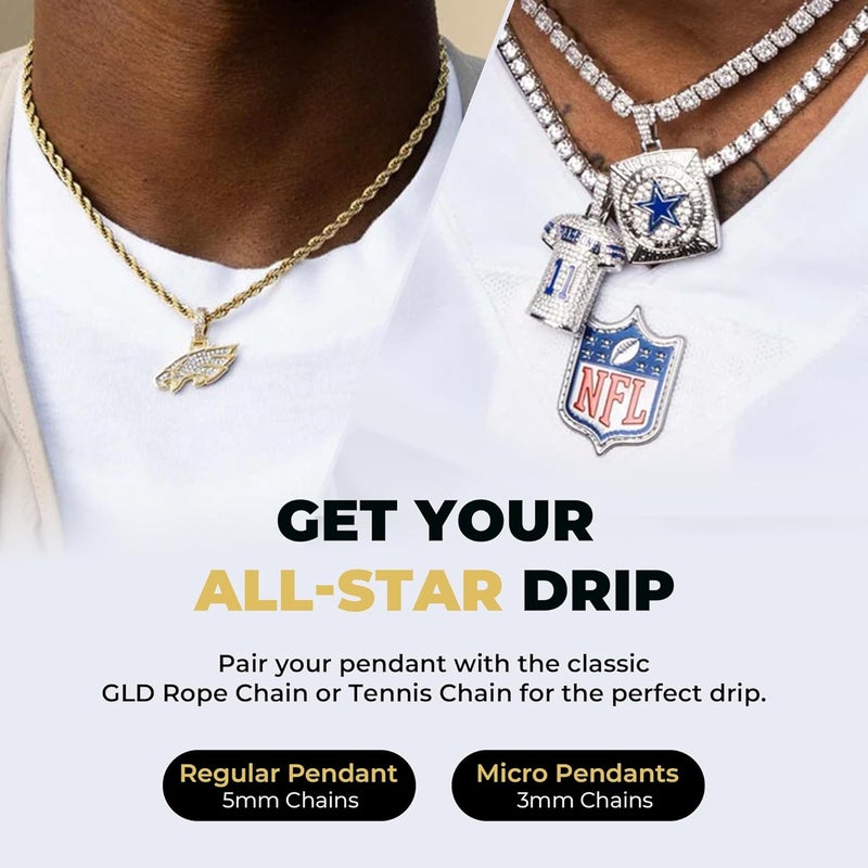 GLD Officially licensed NFL Sports Team Logo Pendant - Gold Plated Iced Out Football Necklace Charm - Image 5